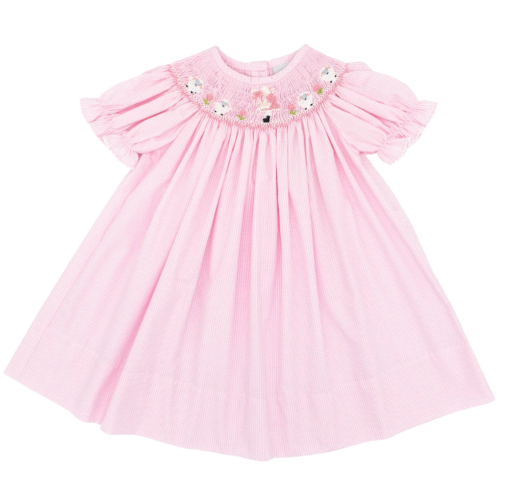 Delaney Little Bo Peep Pink Smocked Bishop