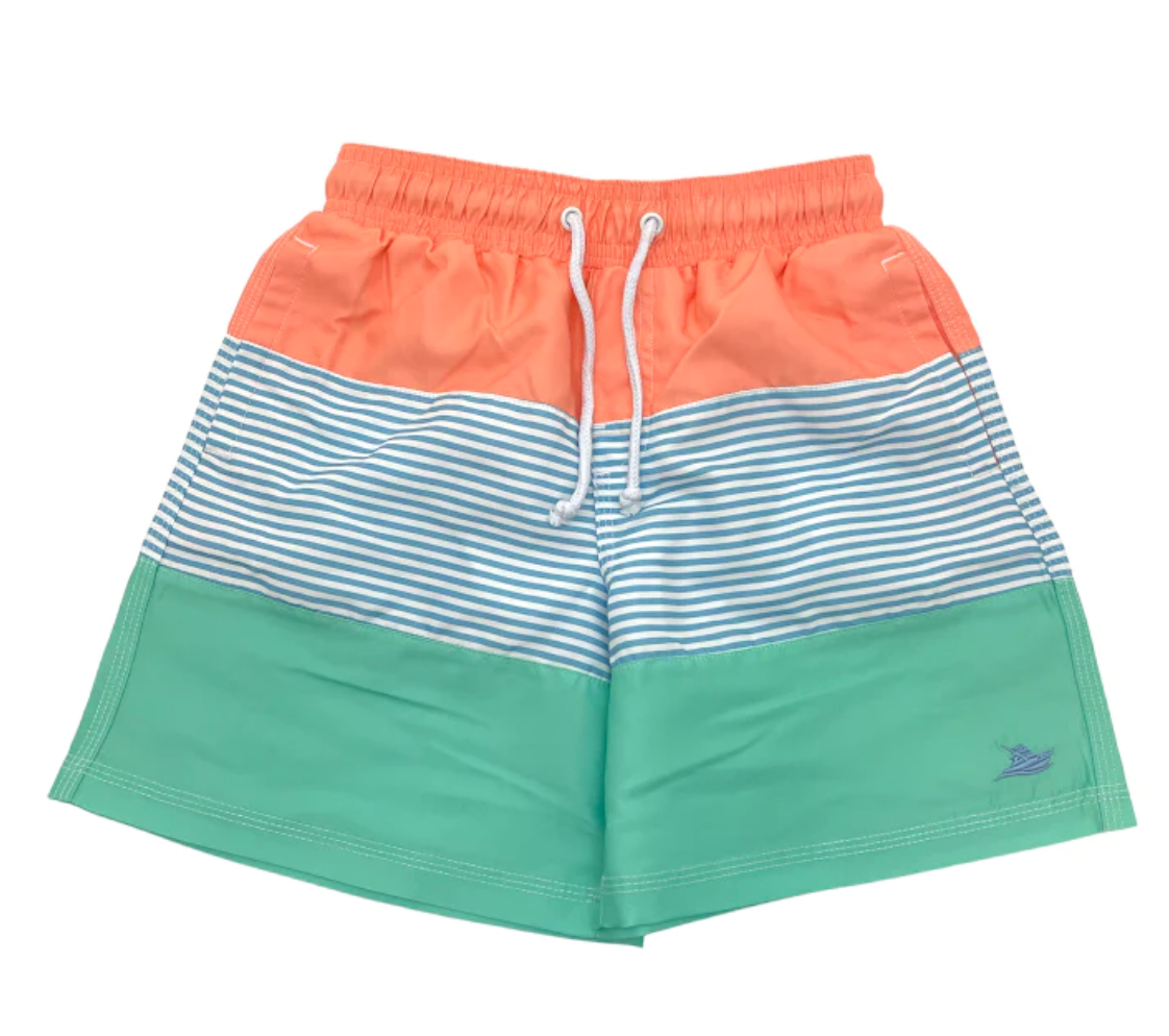 SouthBound Peach Color Block Swim Trunks