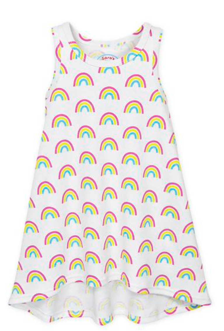 Sara's Prints Hi/Lo Rainbow Sleeveless Gown