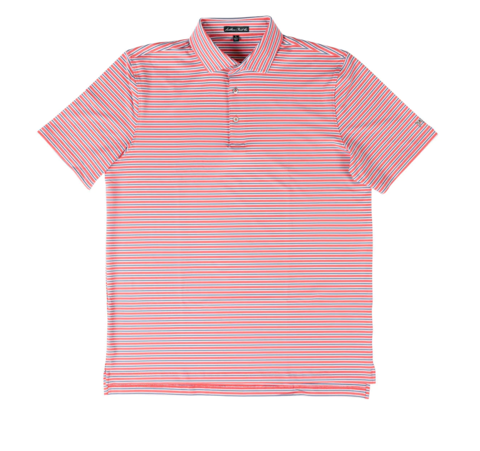 Southern Point Co. Red/White/Blue Caddie Stripe Polo