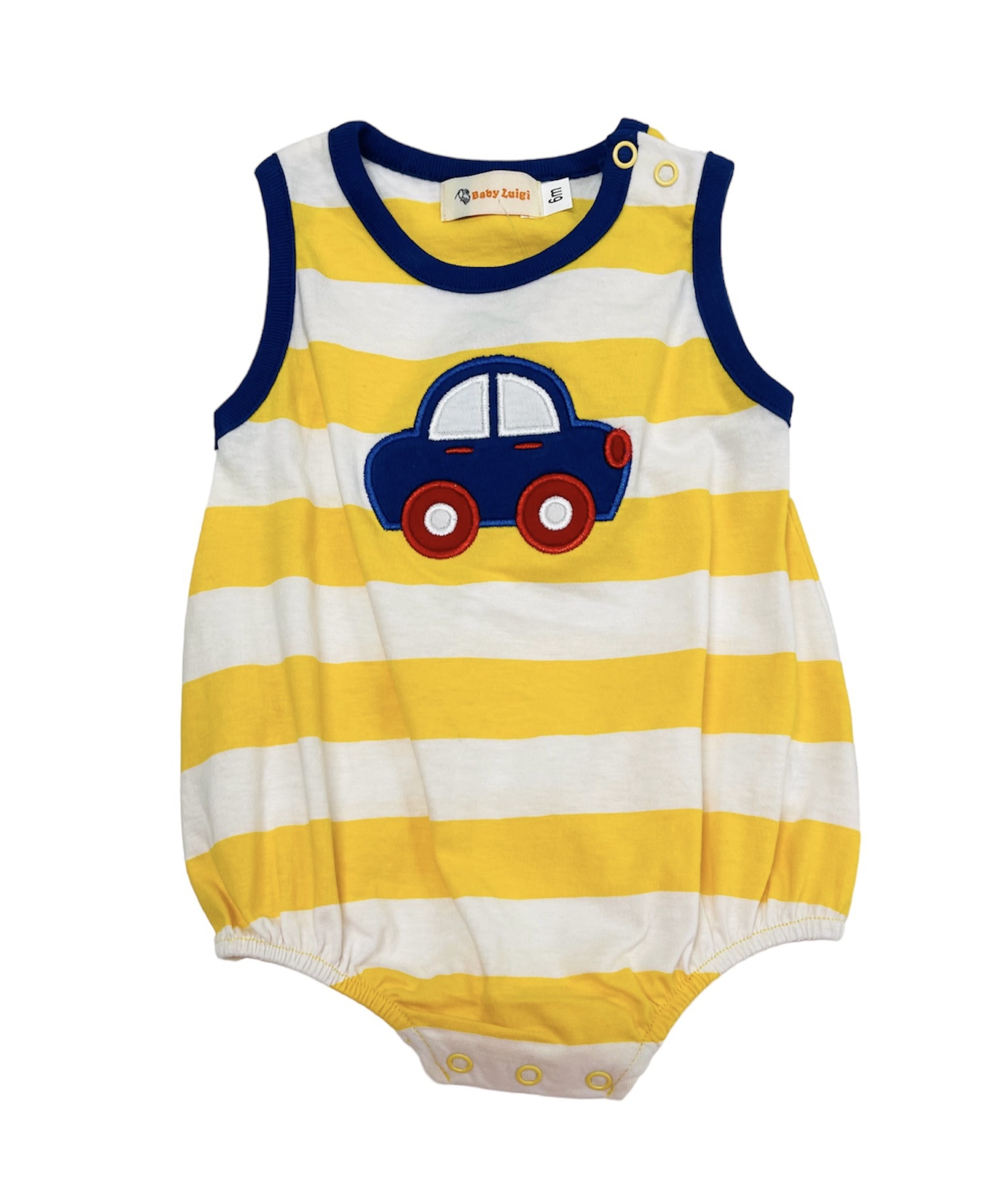Luigi Car Yellow Stripe Romper