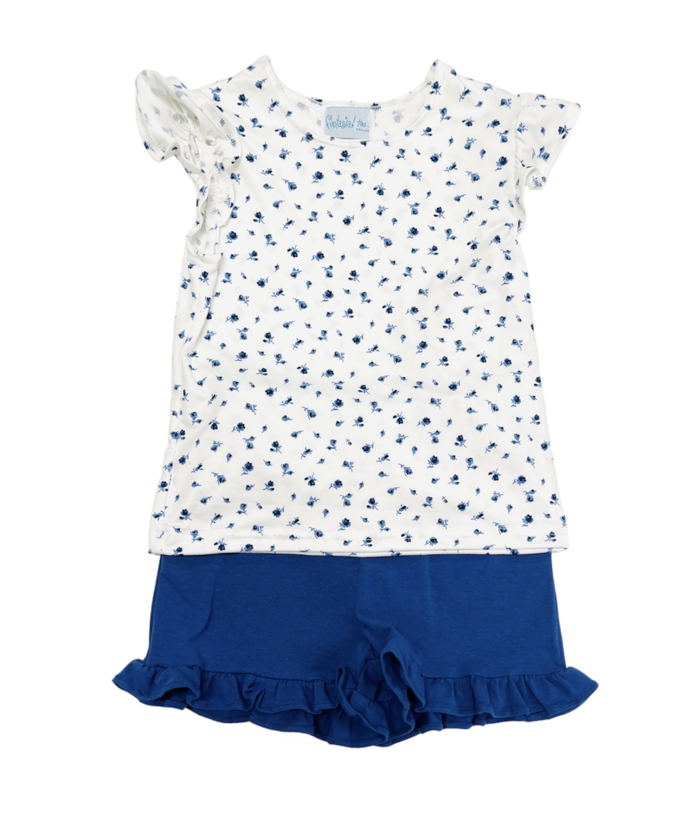 Funtasia Too Blue Floral Angel Sleeve Short Set Funtasia Too Blue Floral Angel Sleeve Short Set