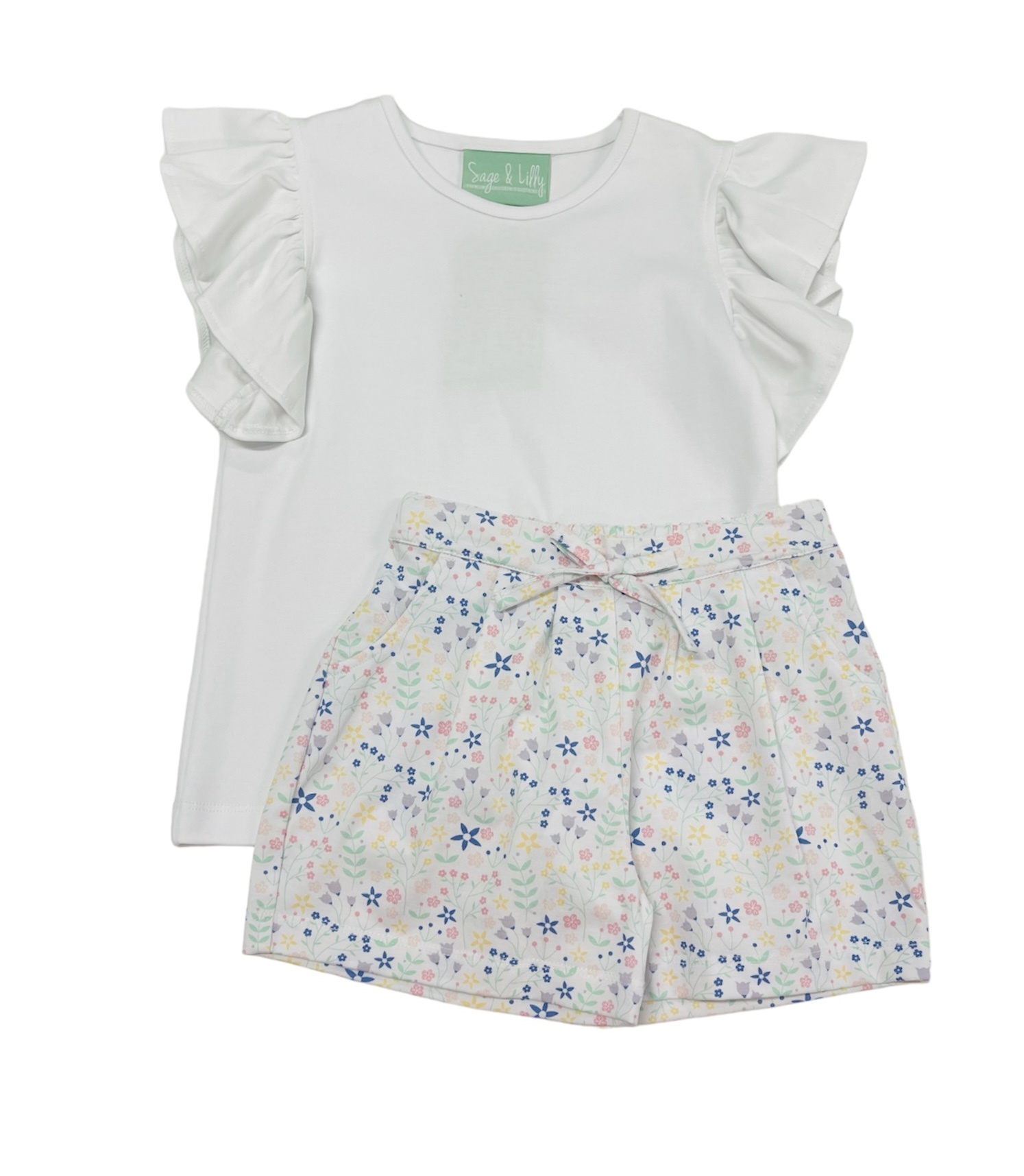 Sage and Lilly Spring Flowers Pleated Short Set