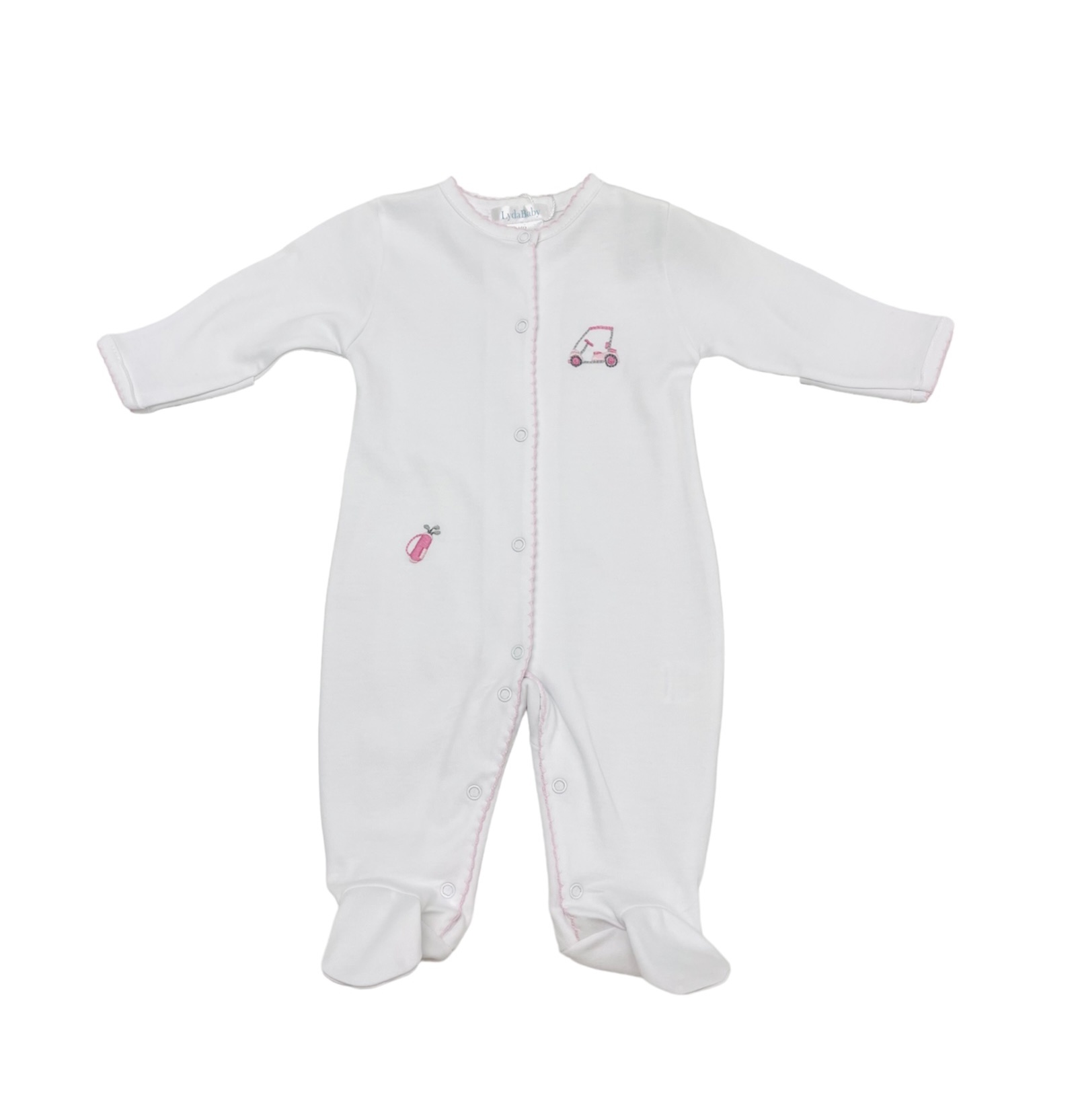 LydaBaby Pink Embroidered Golf Footie