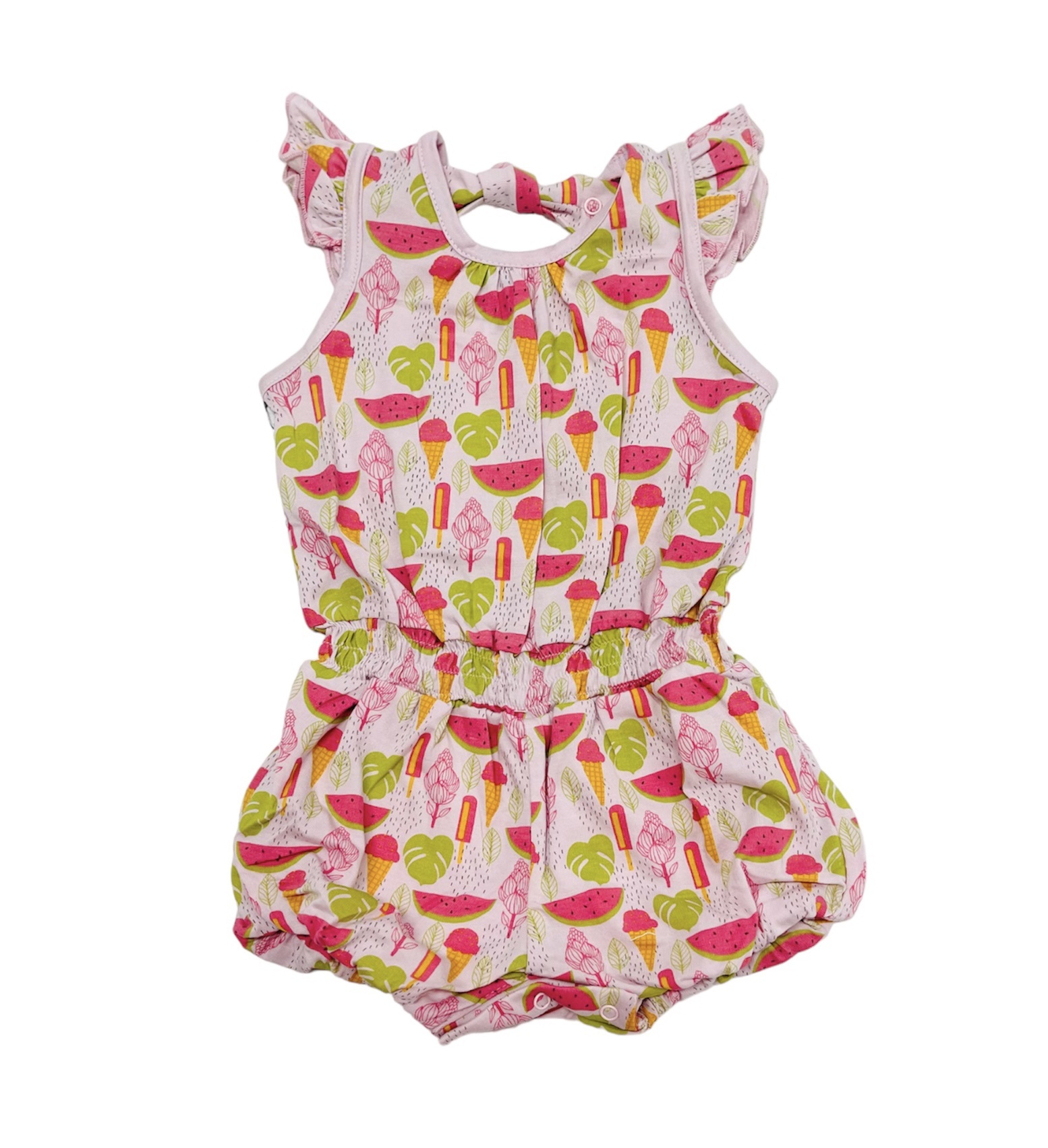 Feather Baby Pink Summer Treats Tie Romper Feather Baby Pink Summer Treats Tie Romper
