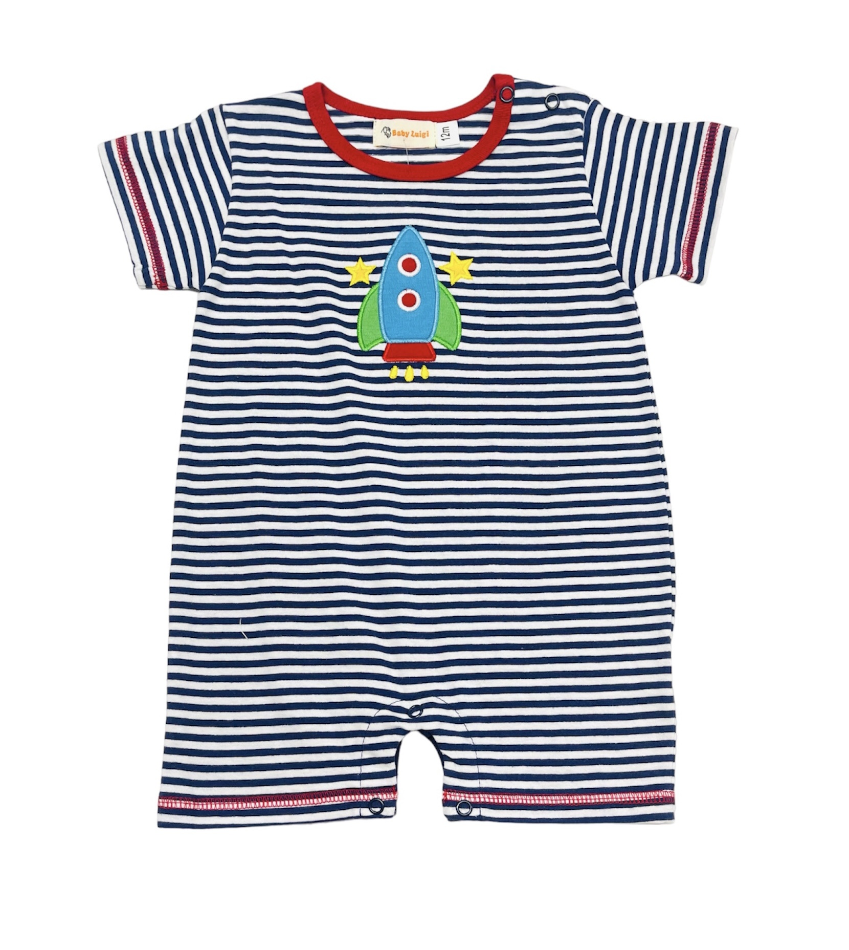 Luigi Rocket Ship Stripe Romper Luigi Rocket Ship Stripe Romper