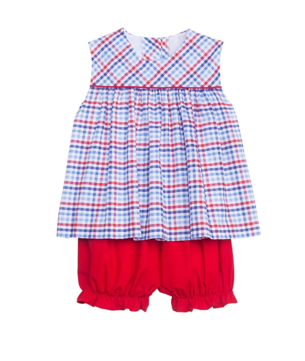 Little English Americana Plaid Bellmeade Bloomer Set