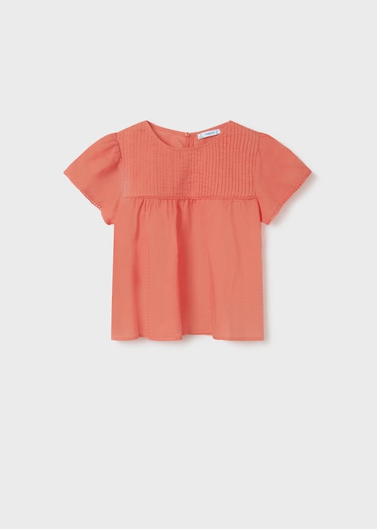 Mayoral Coral Short Sleeve Cotton Blouse