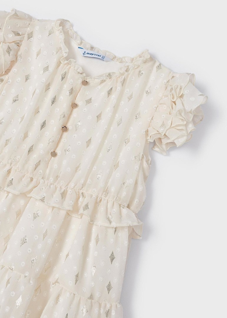 Mayoral Cream Ruffled Crepe Dress Mayoral Cream Ruffled Crepe Dress