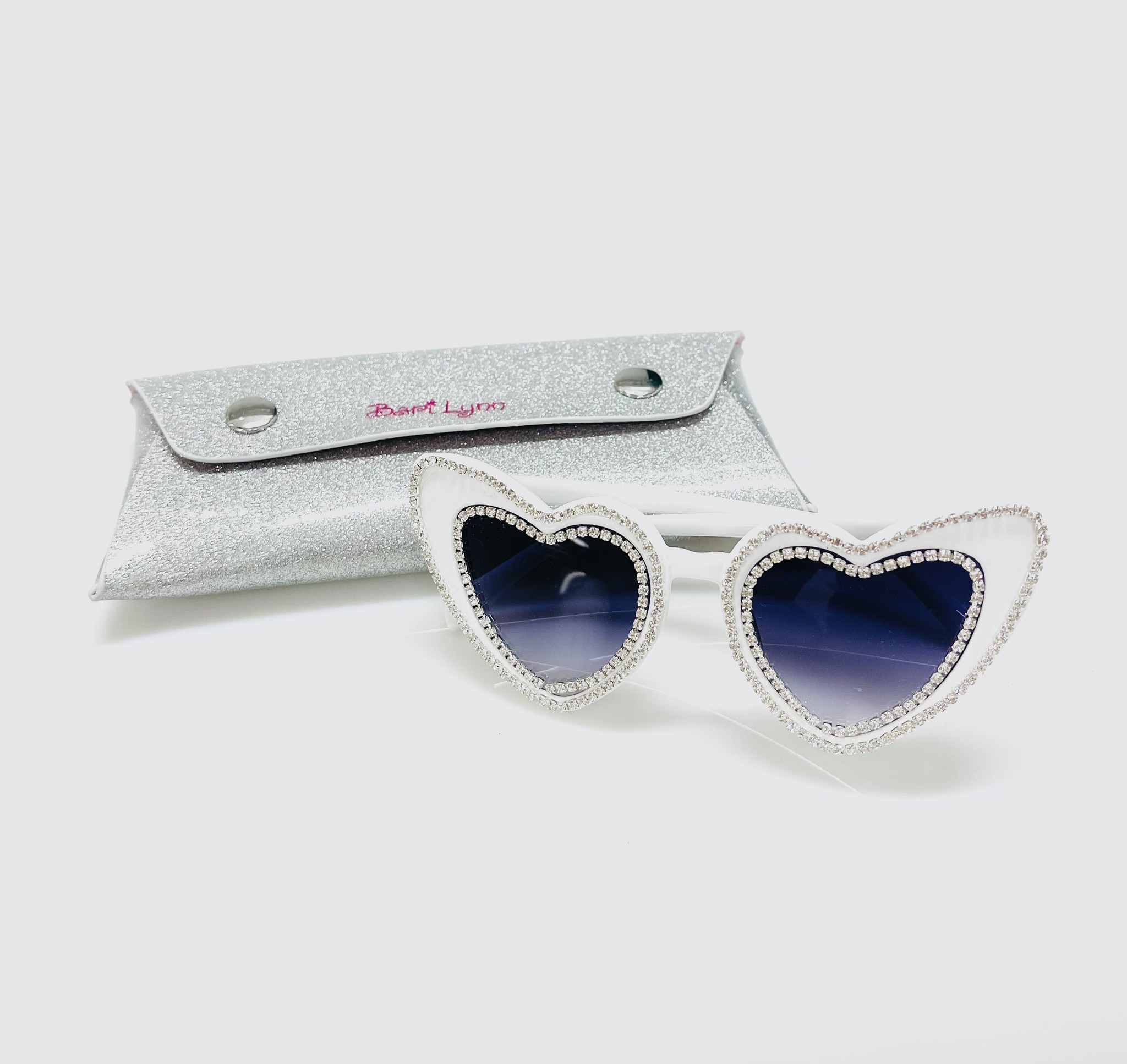 Bari Lynn White Heart Crystal Sunglasses