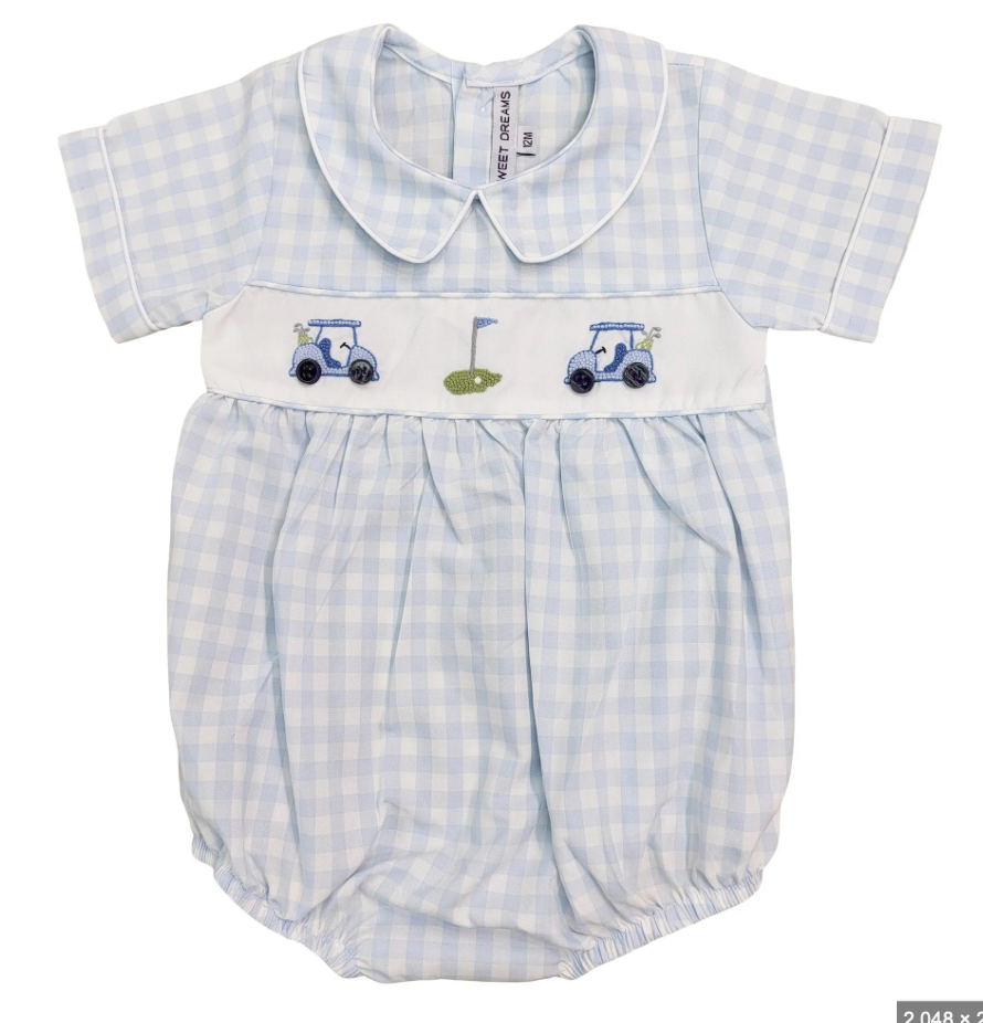 Sweet Dreams Blue Gingham Golf Cart Bubble