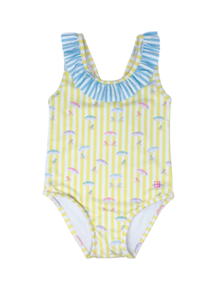 Set Athleisure Blue Stripe Sarah Umbrella One Piece Swim Suit