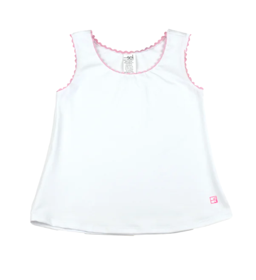 Set Athleisure White/Pink Ric Rac Riley Razor Tank Set Athleisure White/Pink Ric Rac Riley Razor Tank