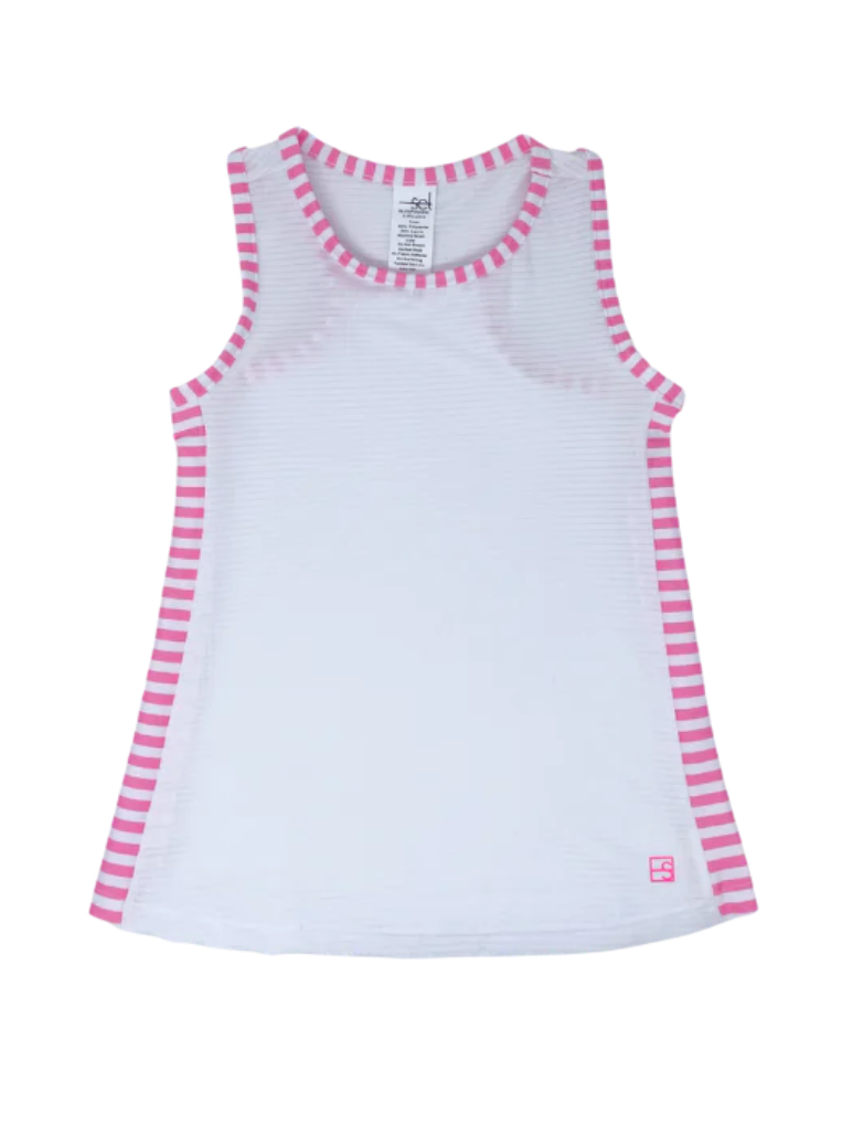Set Athleisure White/Pink Stripe Riley Razor Tank Set Athleisure White/Pink Stripe Riley Razor Tank