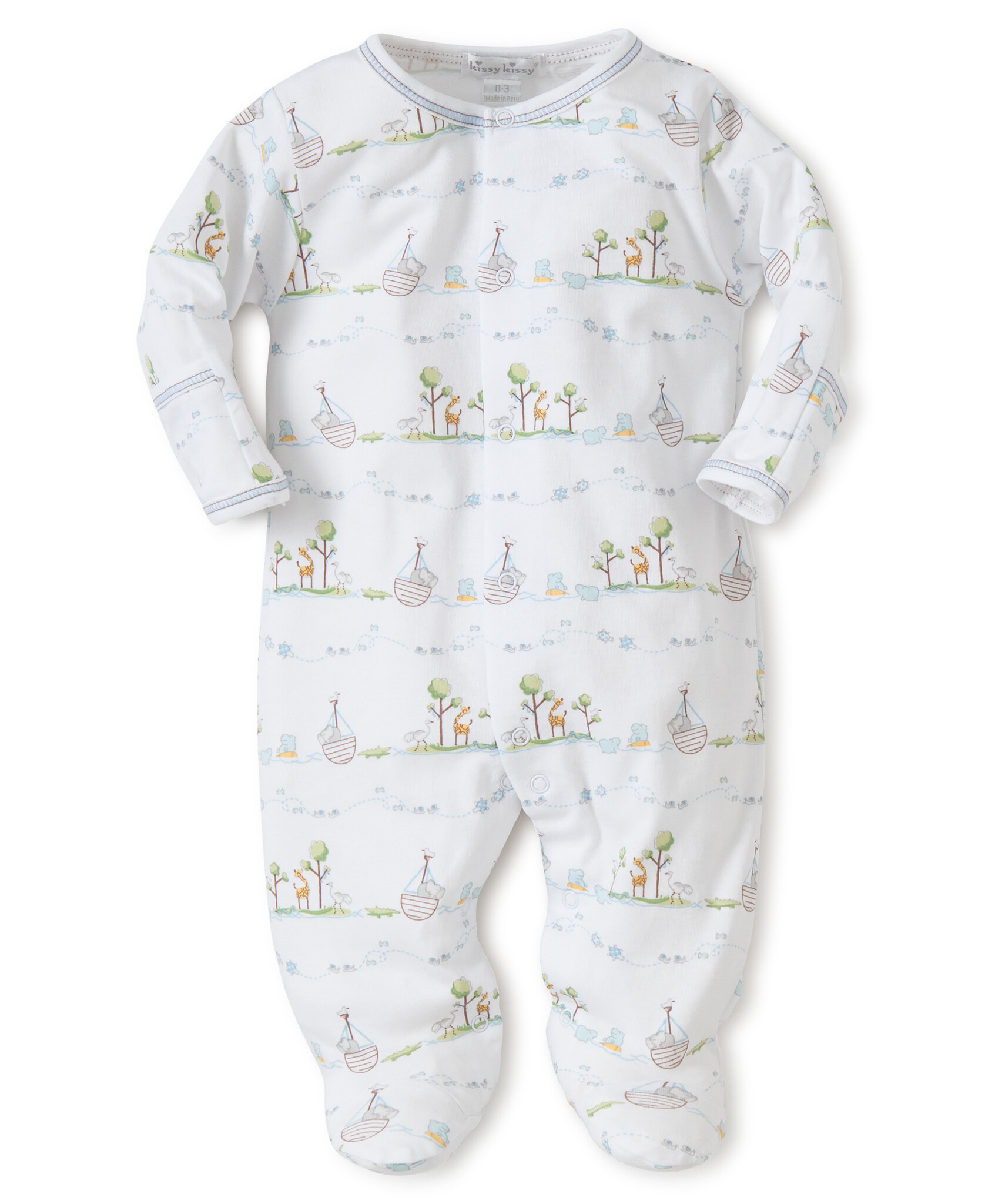 Kissy Kissy Light Blue Noah's Print Footie
