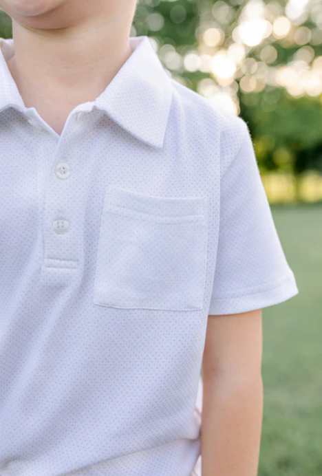 Little Paper Boat Tan Dot Pocket Polo Little Paper Boat Tan Dot Pocket Polo