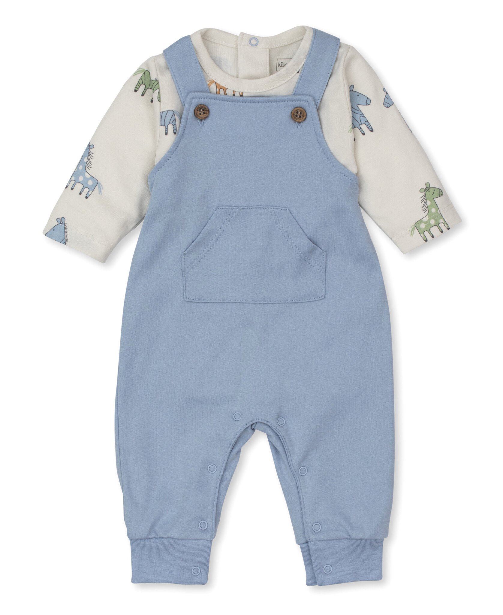 Kissy Kissy Multi Blue Zebra and Friends Overall Set Mix Kissy Kissy Multi Blue Zebra and Friends Overall Set Mix