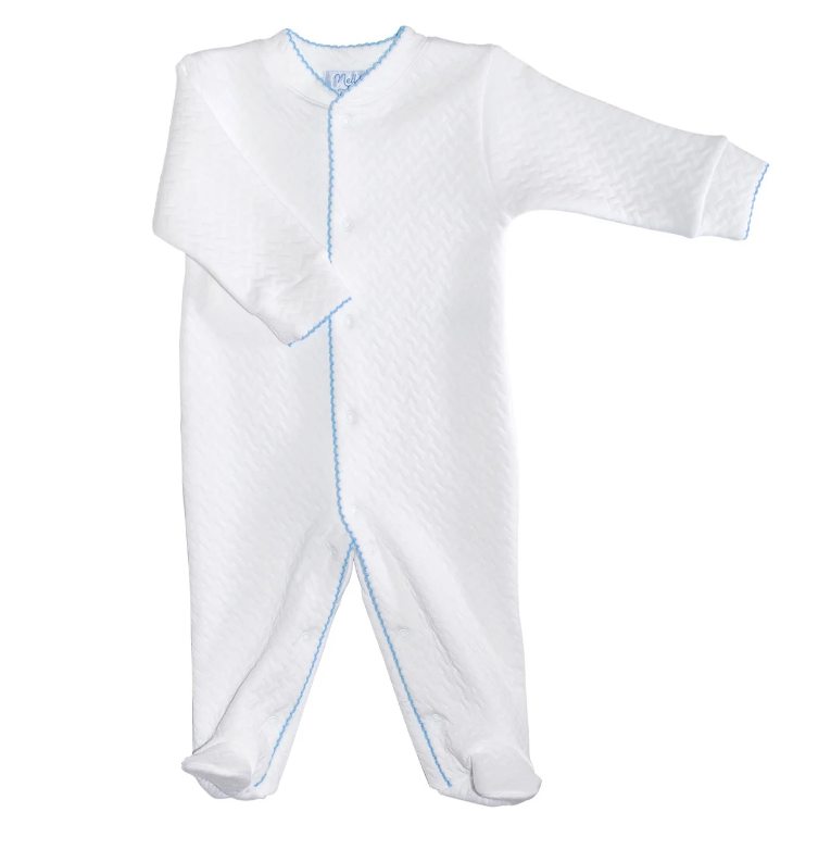 Nellapima White/Blue Trim Basket Weave Footie