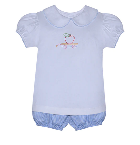 Baby Sen Blue Bonnie Bloomer Set-Apple/Wagon