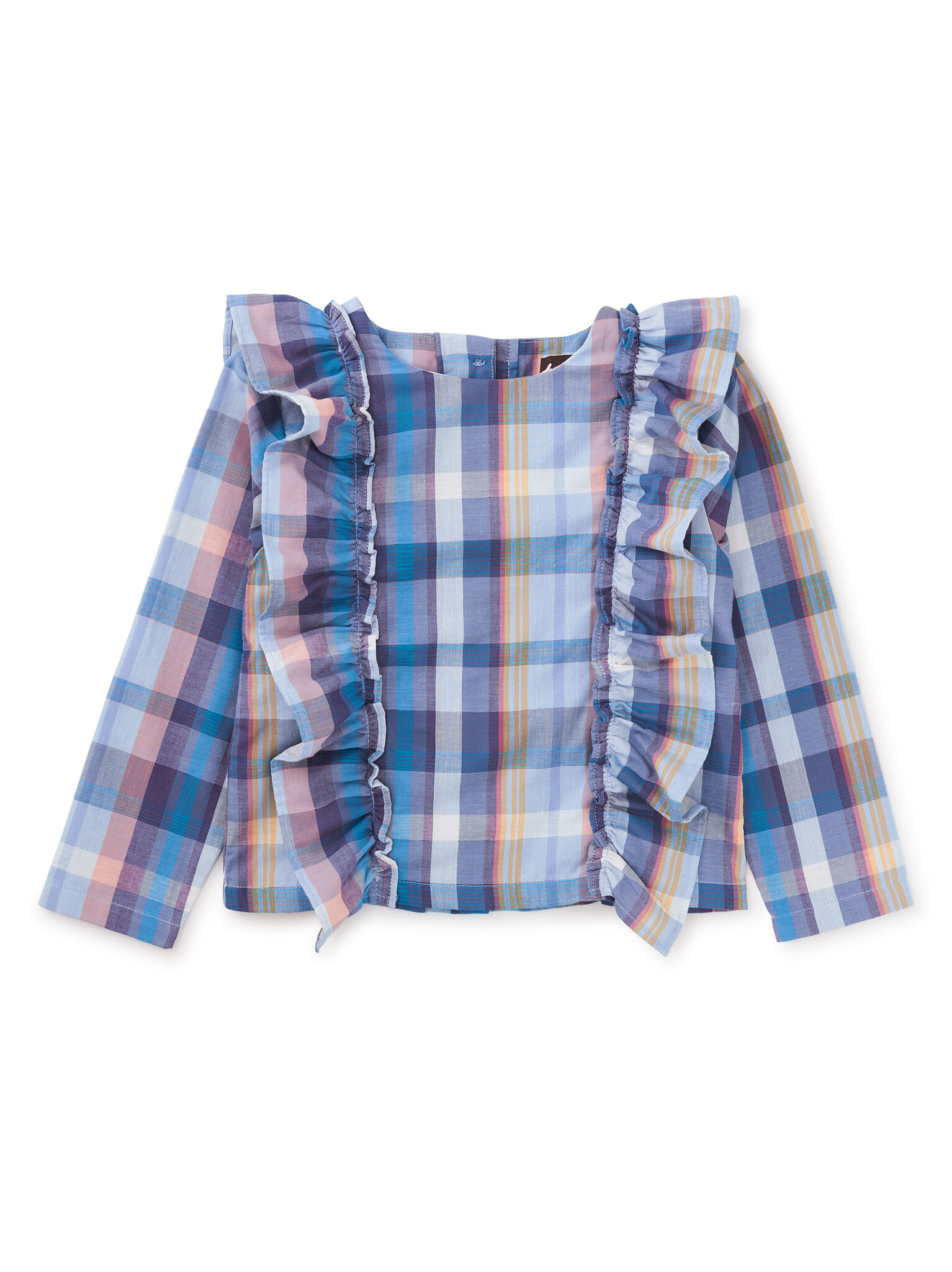 Tea Collection Kalmar Plaid Ruffle Shoulder Top Tea Collection Kalmar Plaid Ruffle Shoulder Top