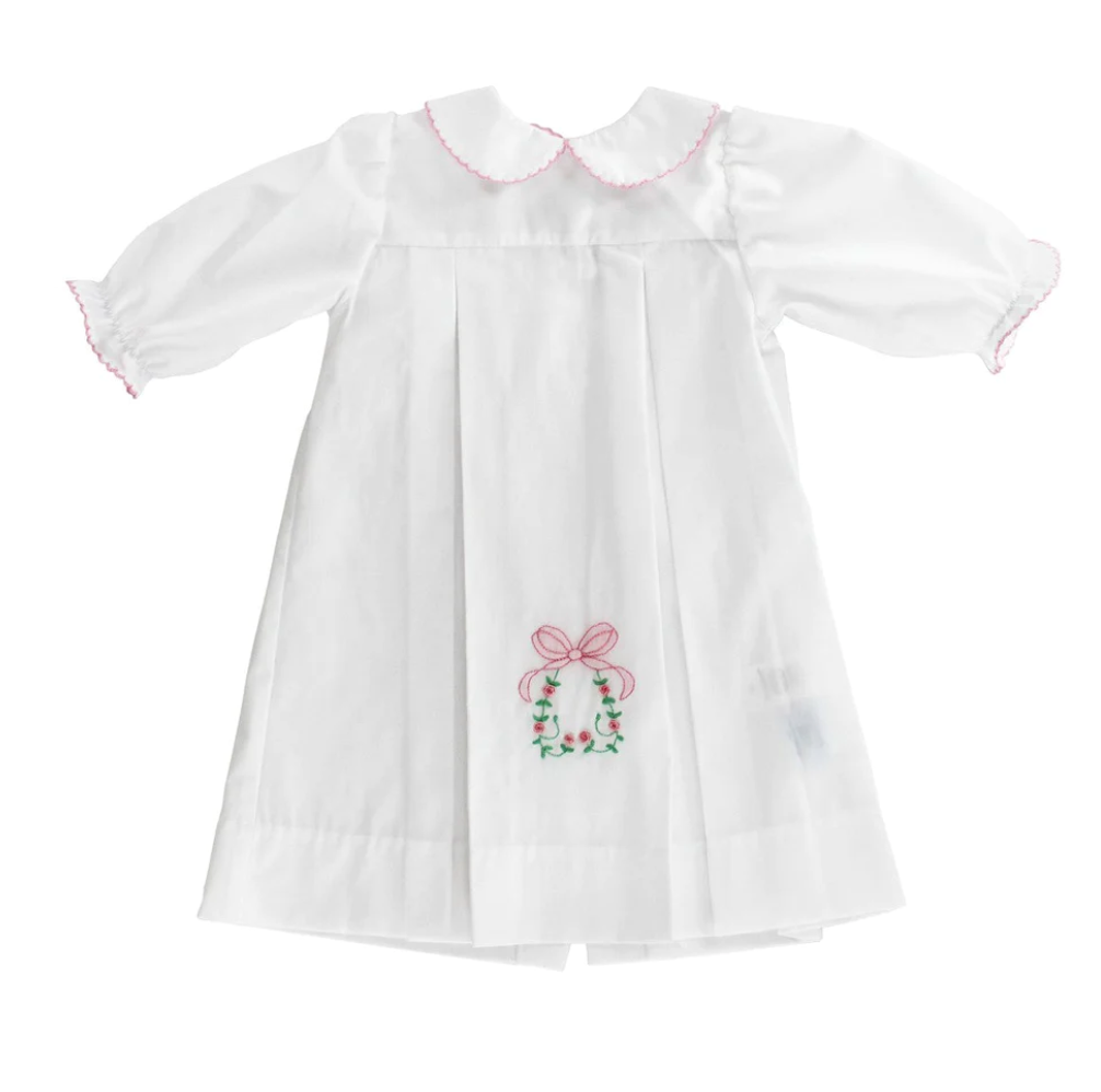 Bailey Boys White w/Pink Bow Rosebuds Daygown