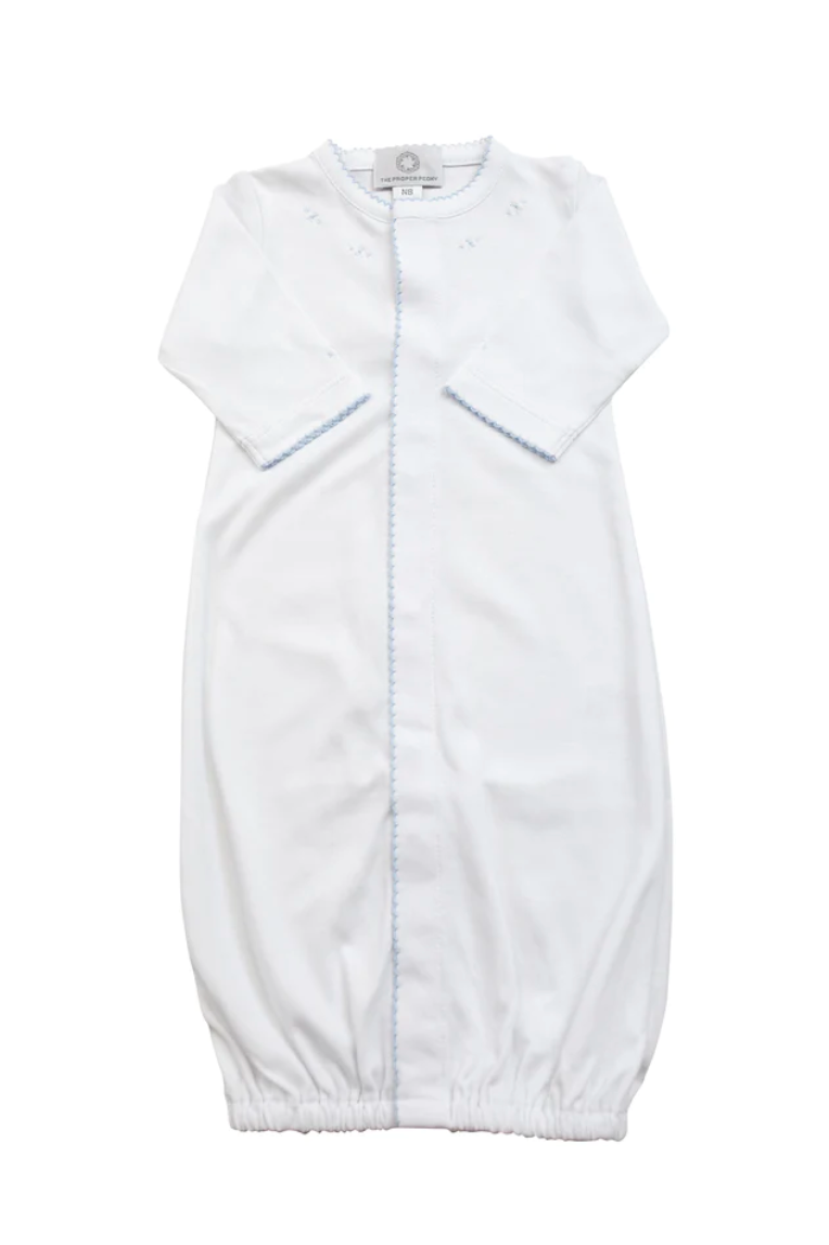 the proper peony White w/Blue Stitch Converter Gown