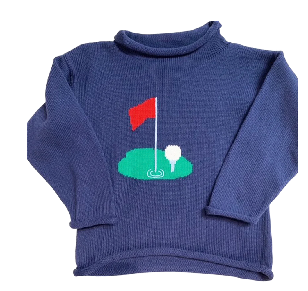Bailey Boys Navy Golf Roll Neck Sweater