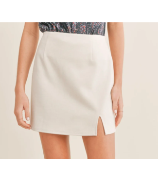 Candlelit Bone Suede Mini Skirt