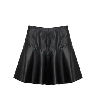 Black Faux Leather Pieced Skirt