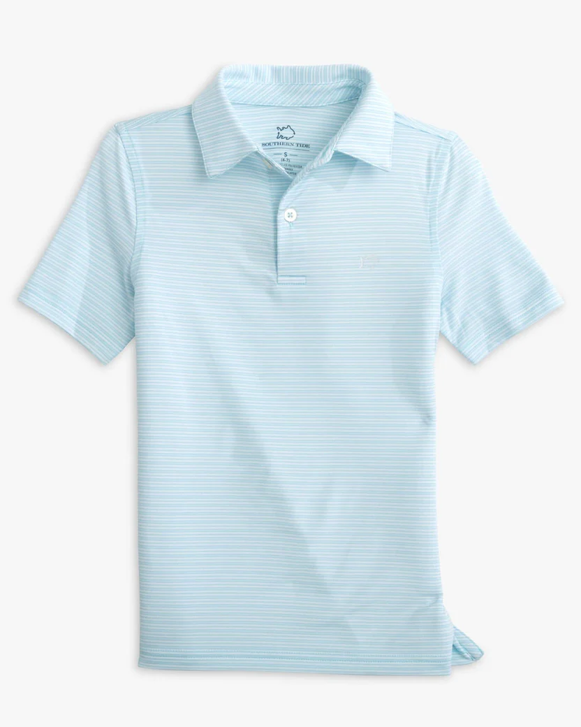 Southern Tide Dream Blue S/S Driver Camden Stripe Perf Polo