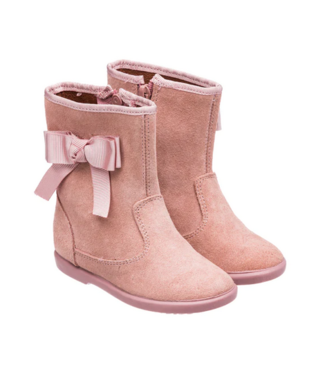 Elephantito Pink Suede Boots with Bow