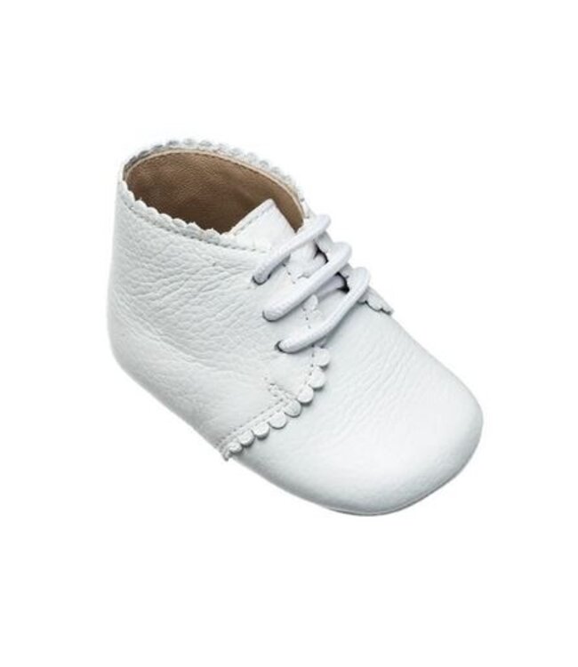 Elephantito White Leather Scalloped Bootie