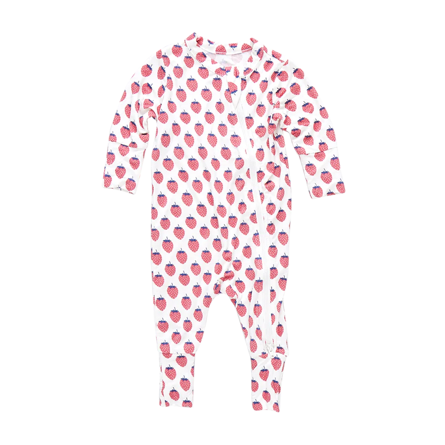 Pink Chicken Petite Strawberries Bamboo Romper Pink Chicken Petite Strawberries Bamboo Romper