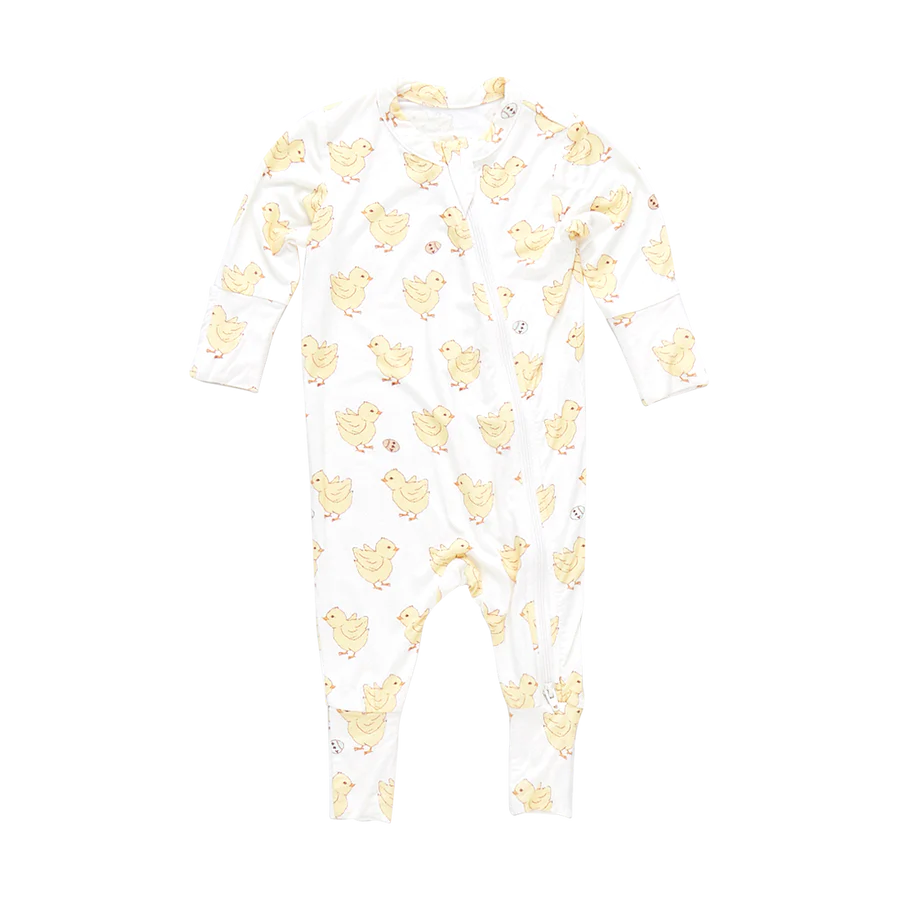 Pink Chicken Chirping Chicks Bamboo Romper Pink Chicken Chirping Chicks Bamboo Romper
