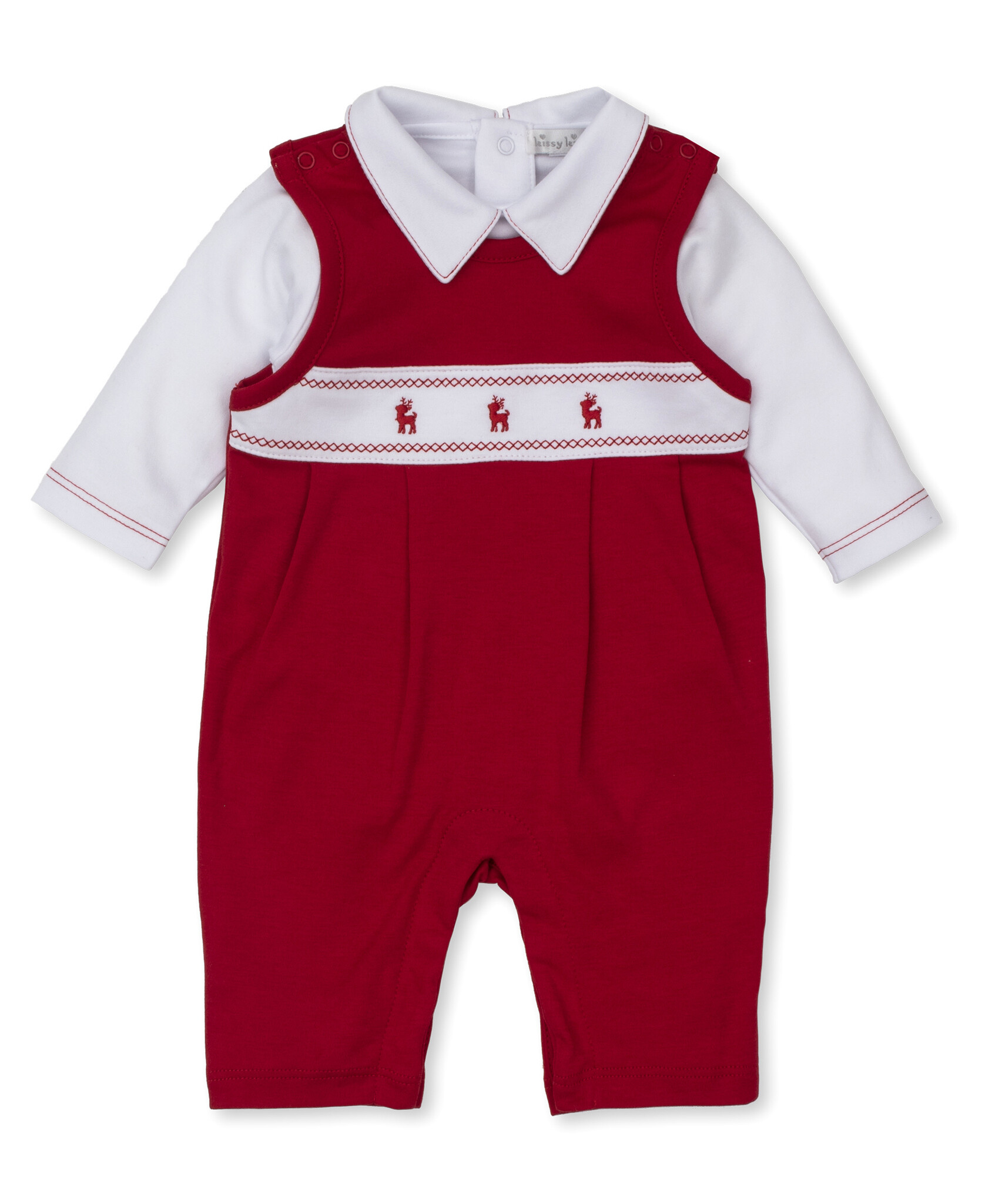 Kissy Kissy Red/White Classic Treasures Holiday Overall Set