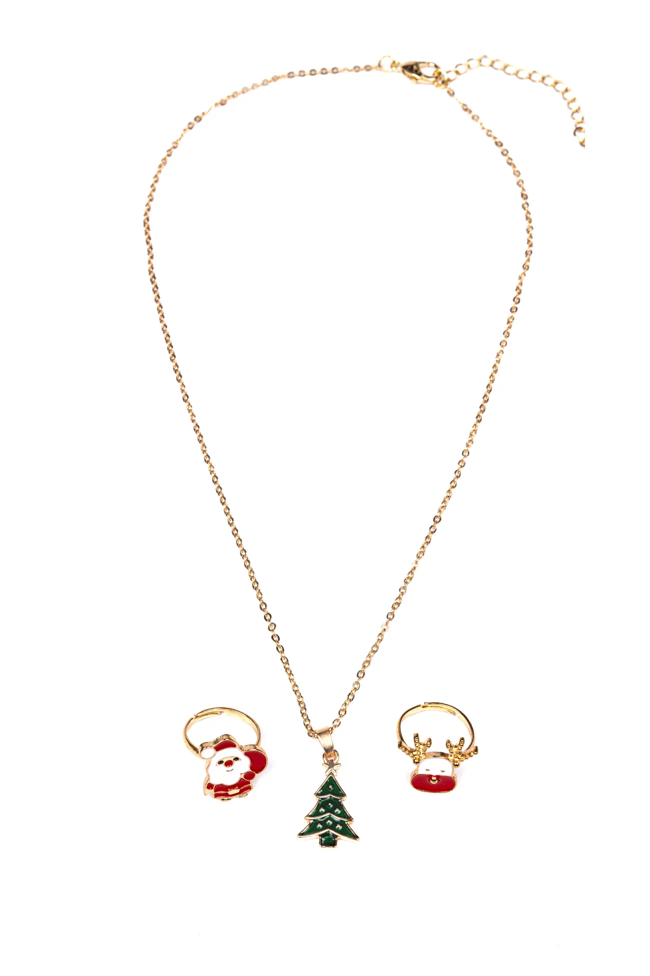 Great Pretenders Christmas Tree Necklace w/Rings