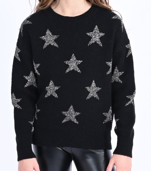 Mini Molly Black Sparkle Stars Sweater