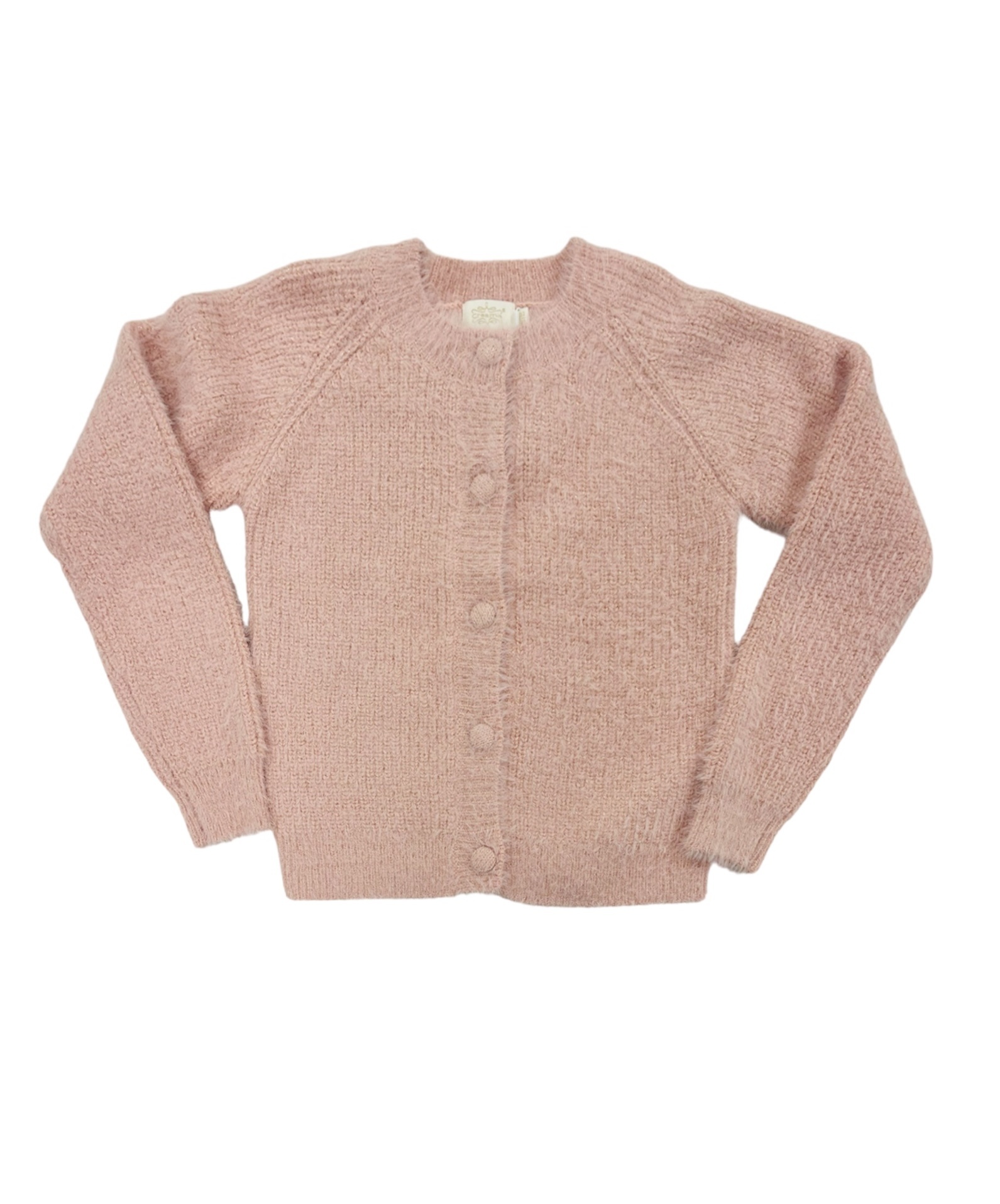 Creamie Silver Pink Glitter Knit Cardigan