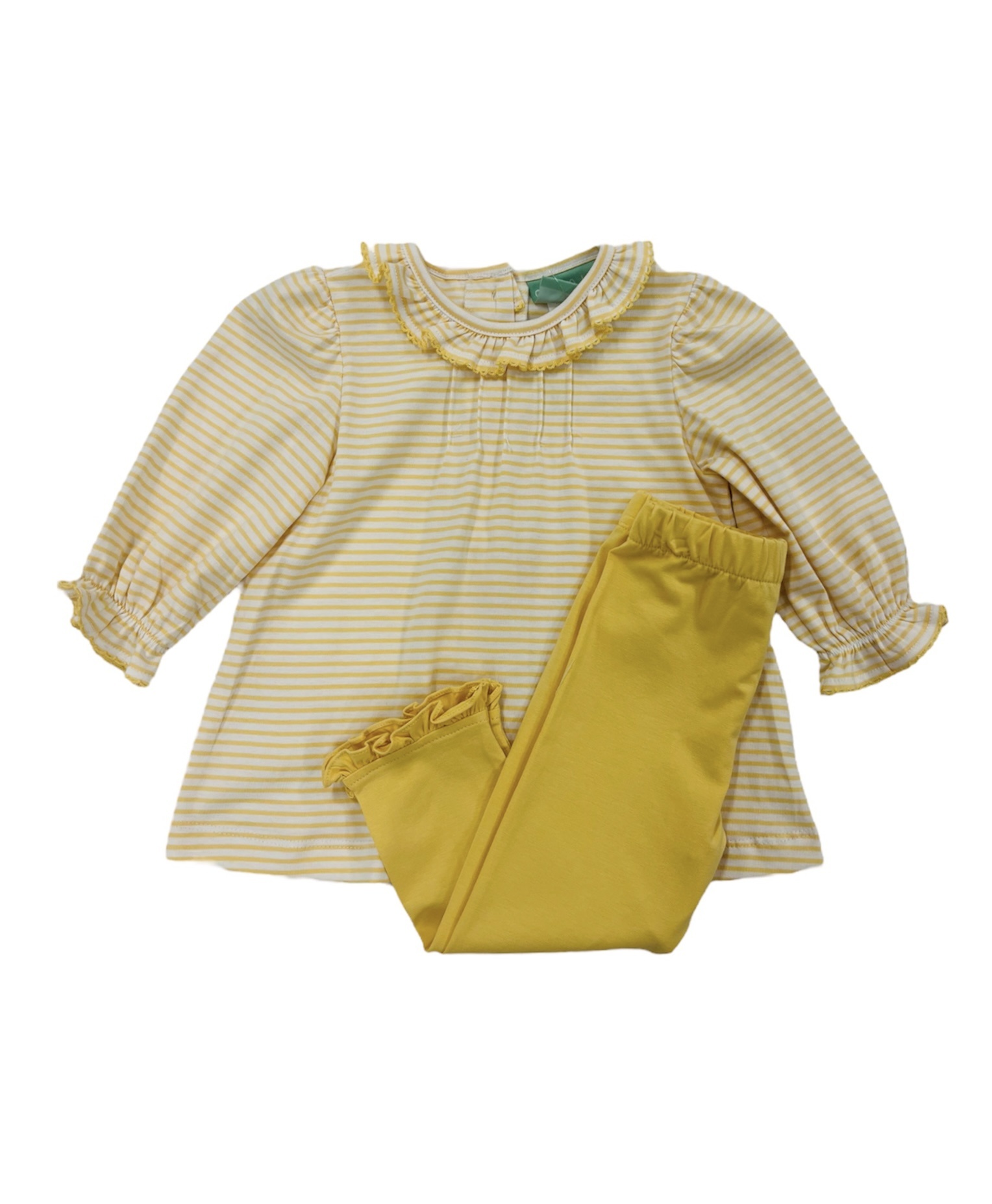 Sage and Lilly Yellow Stripe Pinch Pleat Top w/Pants
