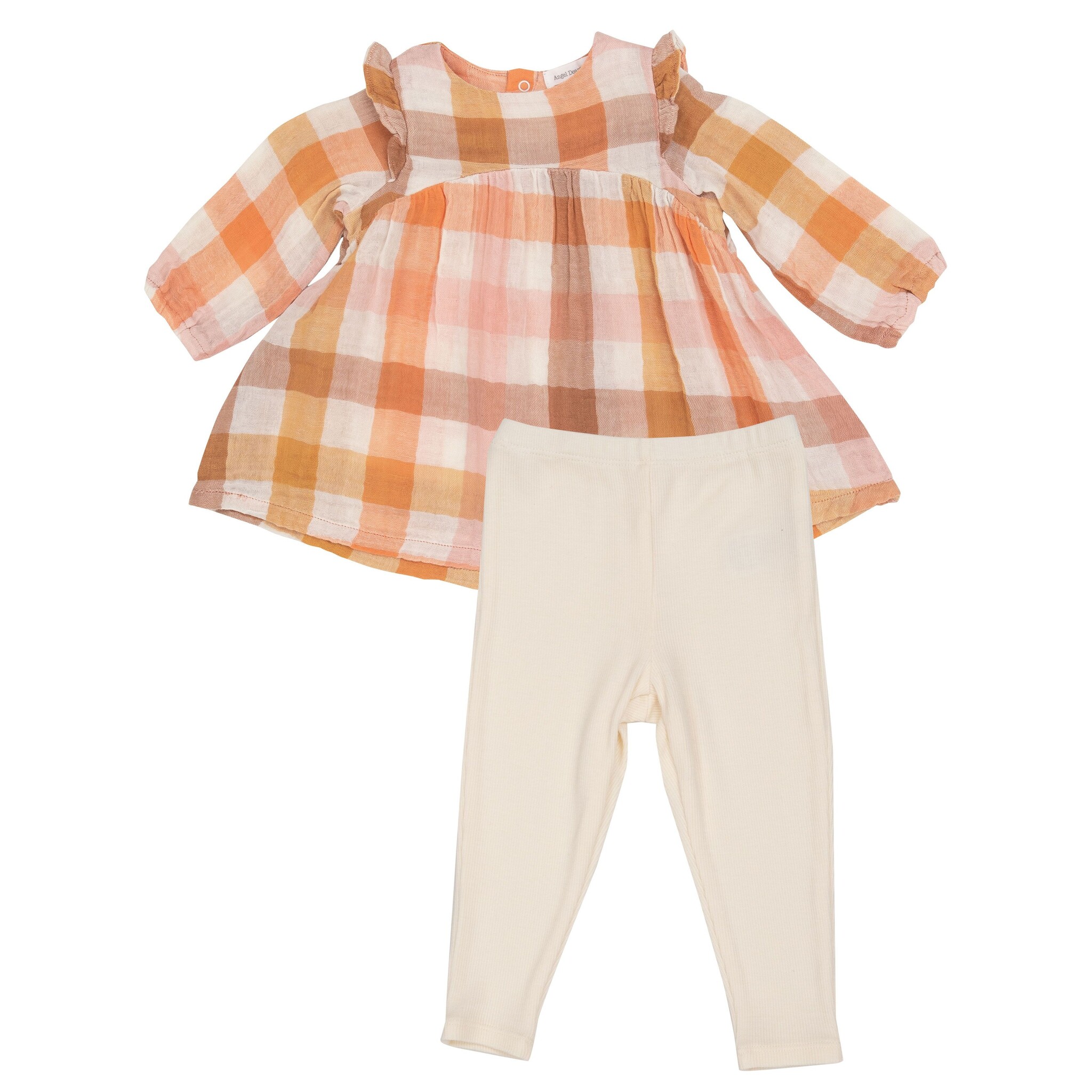 Angel Dear Harvest Plaid Ruffle Shoulder Dress & Legging