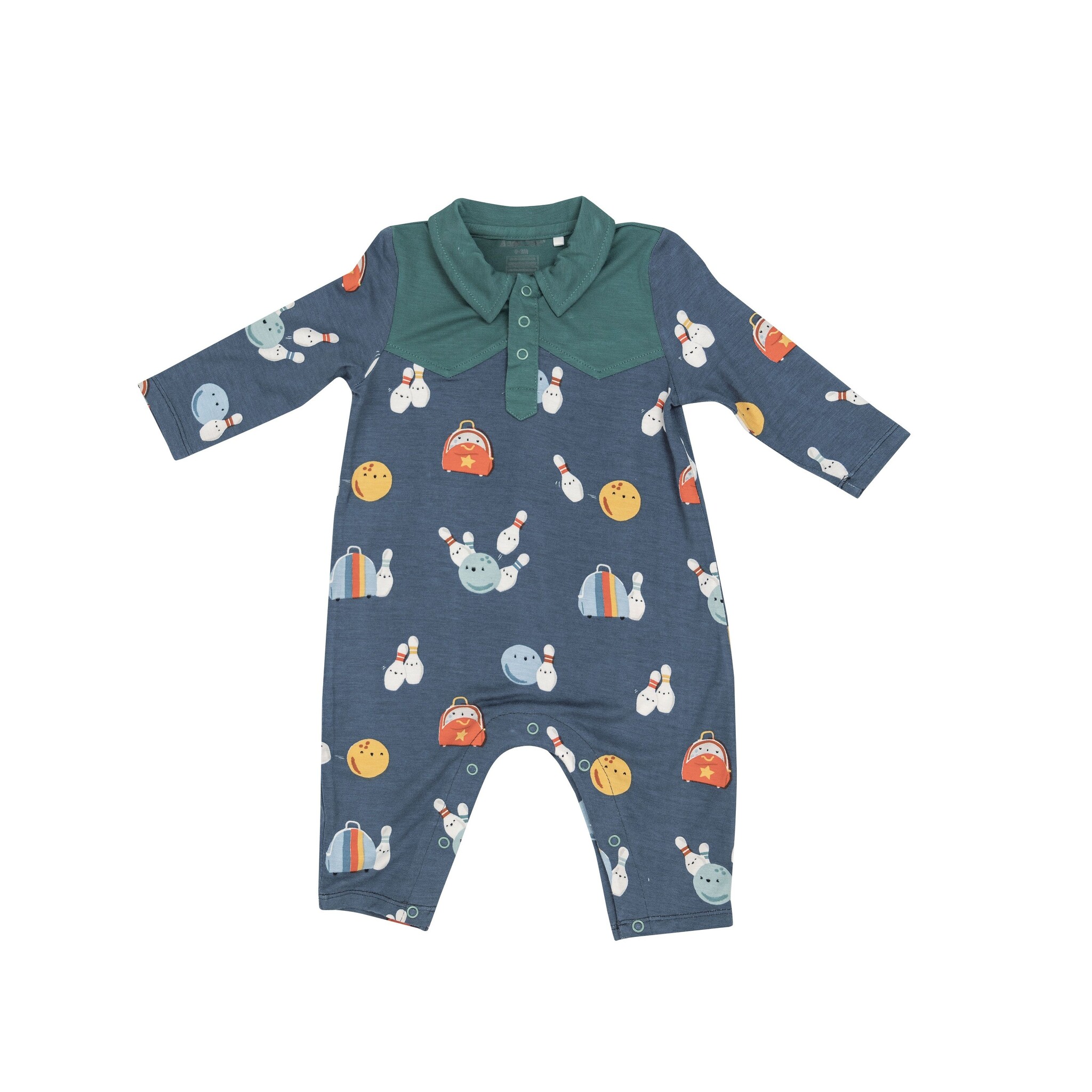 Angel Dear Blue L/S Bowling Romper