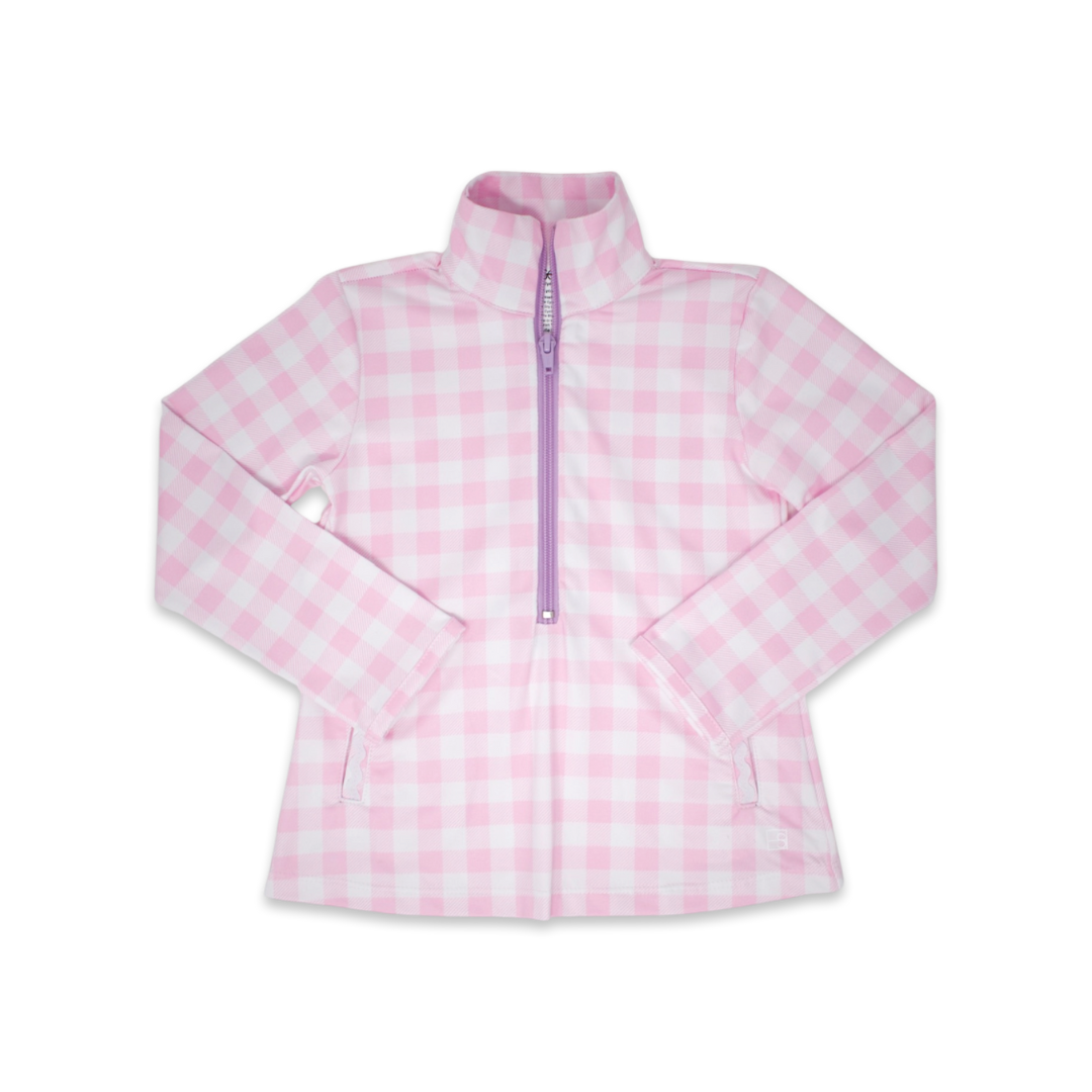 Set Athleisure Pink/White Checked Heather 1/2 Zip Pullover Set Athleisure Pink/White Checked Heather 1/2 Zip Pullover
