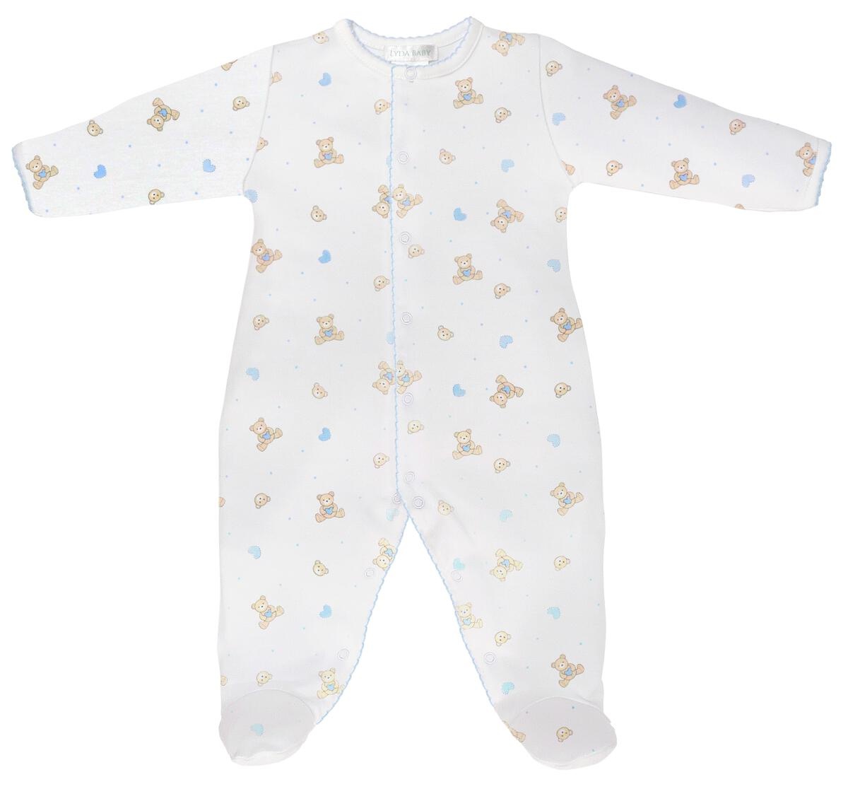 LydaBaby White/Blue Love Teddy Footie