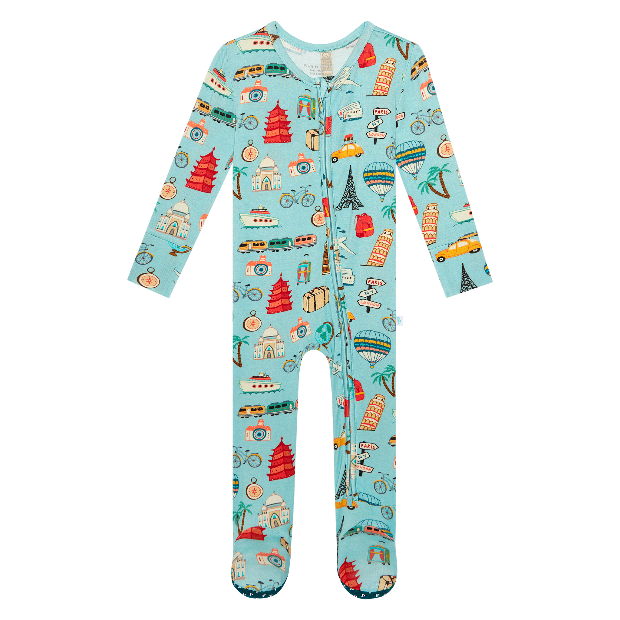 Posh Peanut Around the World Footie Zip One Piece