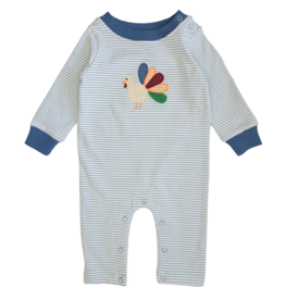 Ishtex Sage Strip Turkey Applique Romper