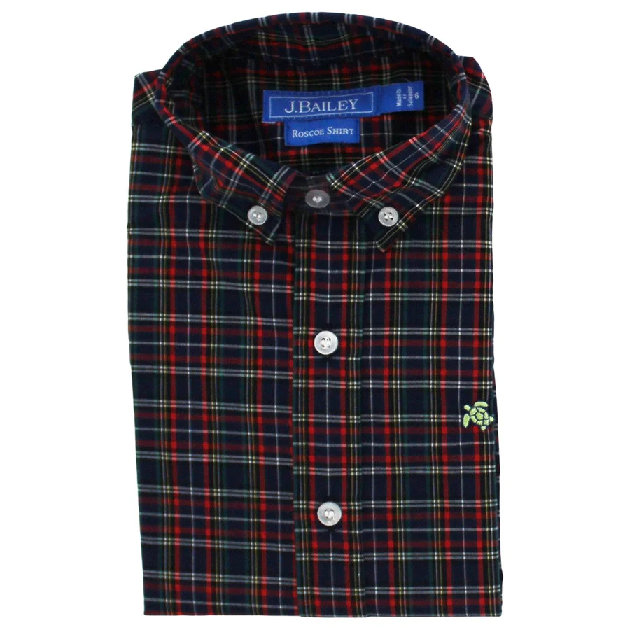 Bailey Boys Roscoe Spruce Plaid Button Down Shirt