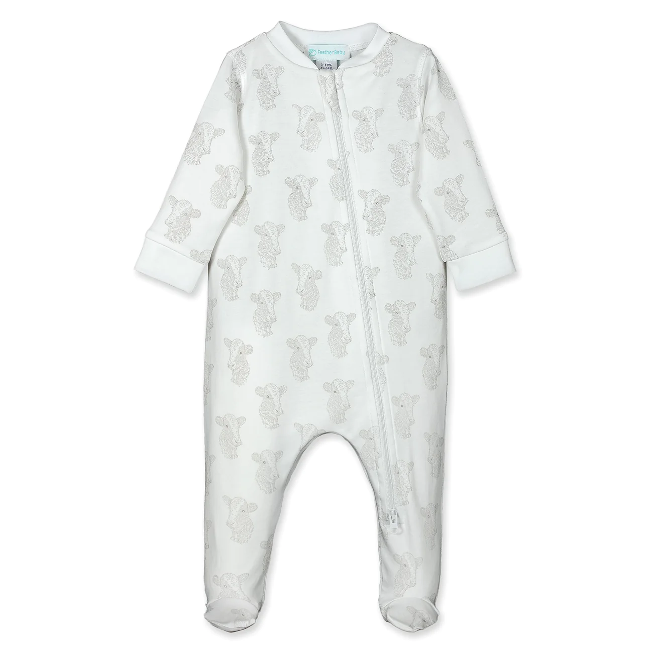 Feather Baby Cowbell Zipper Footie