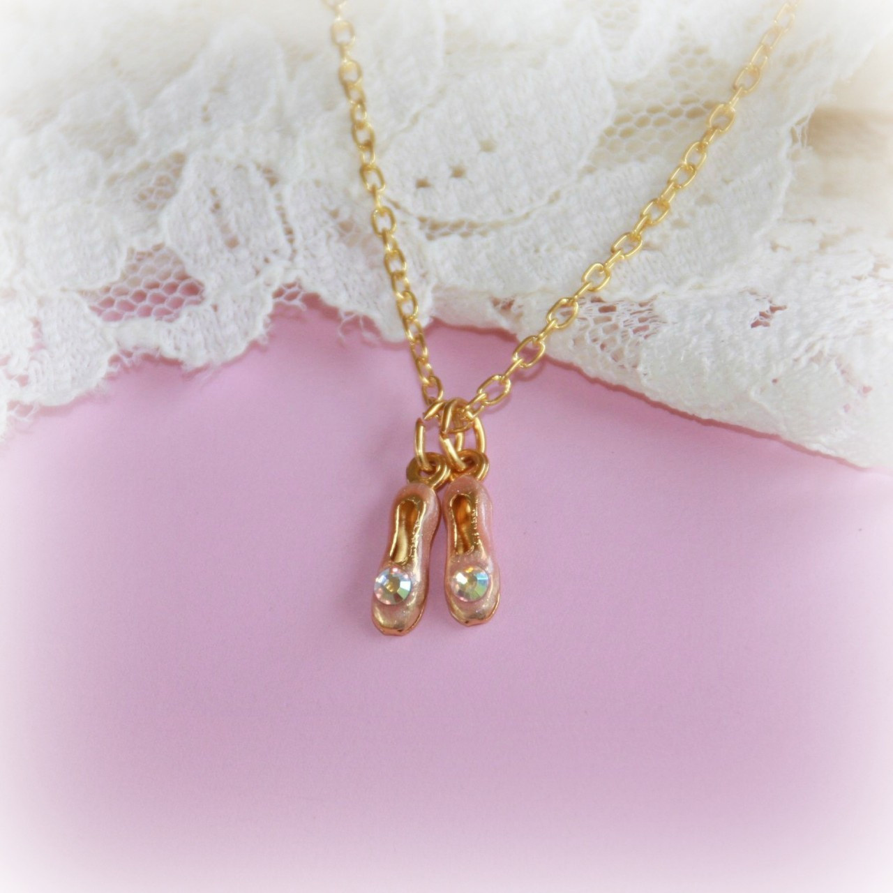 Collectibles America Enamel Ballerina Shoes Necklace Collectibles America Enamel Ballerina Shoes Necklace