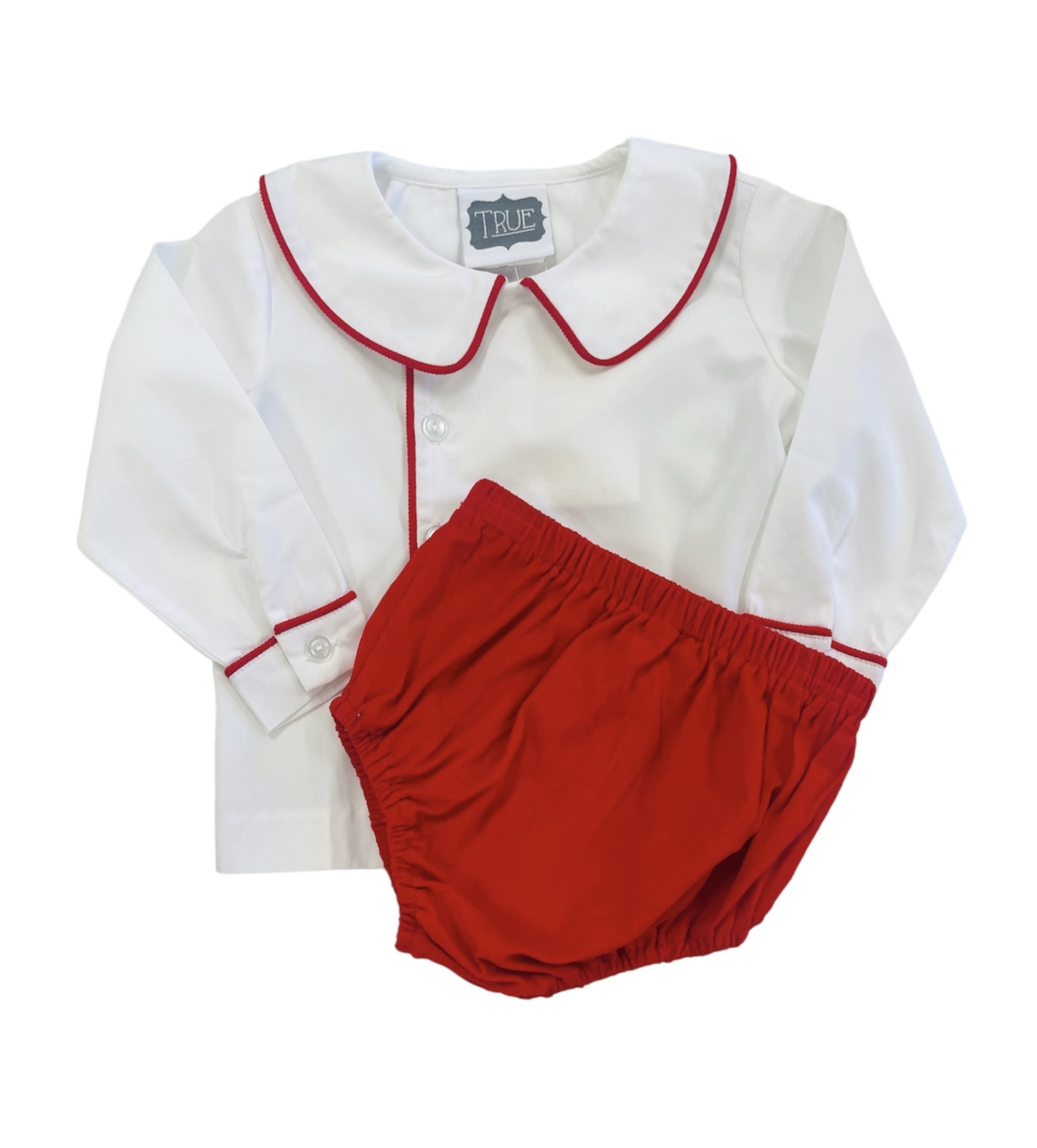 True Red Side Button Bloomer Set
