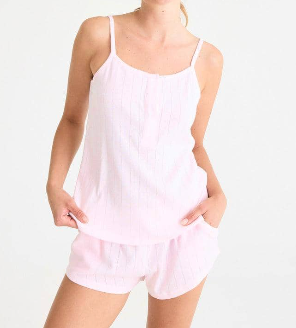 Magnificent Baby Pink Love Lines Cami & Short PJ Set